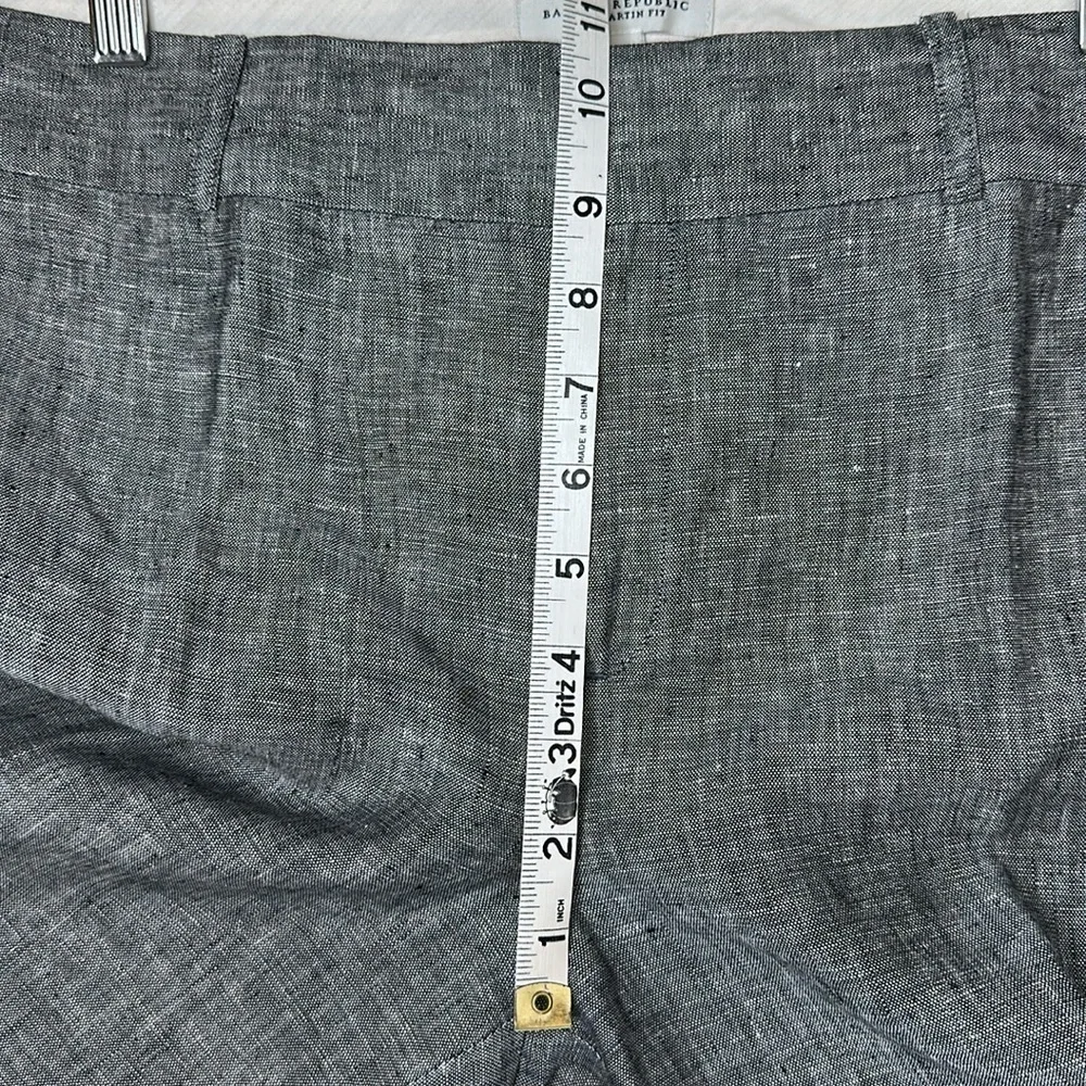 Banana Republic 100% Linen Dark Marled Grey The Martin Fit Trouser Pants Size 14